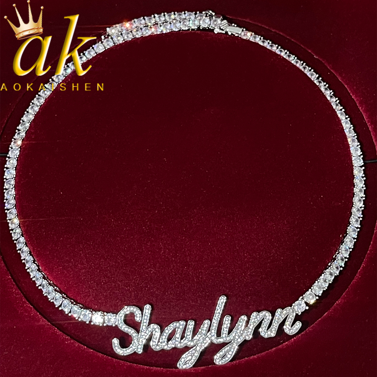 Street Fashion Name - Aokaishen Custom Cursive Letter Pendant Customized