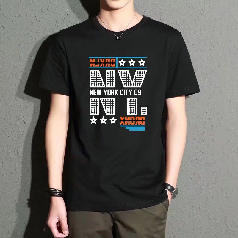 Men's Black Round-Neck Short-S - đánh giá và giá Street Style New York Fashion