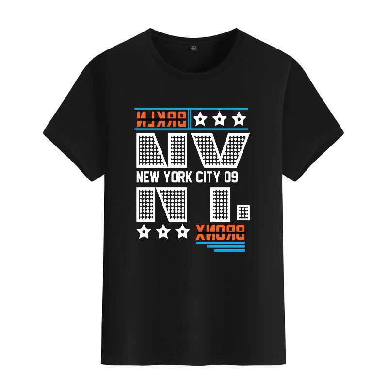 Men's Black Round-Neck Short-S - đánh giá và giá Street Style New York Fashion