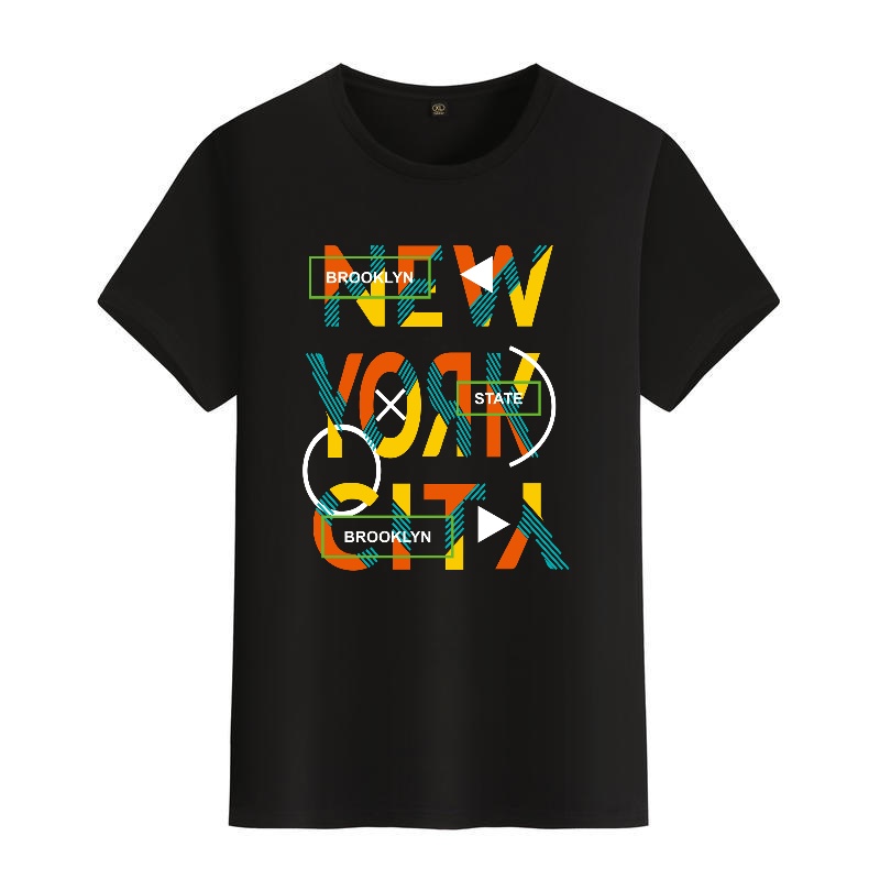 Men's Black Round-Neck Short-S - đánh giá và giá Street Style New York Fashion