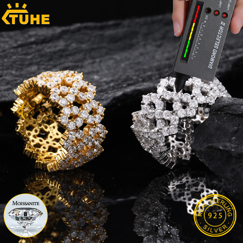 TUHE Iced Out Men Rings Moissa - đánh giá và giá Street Fashion Rings