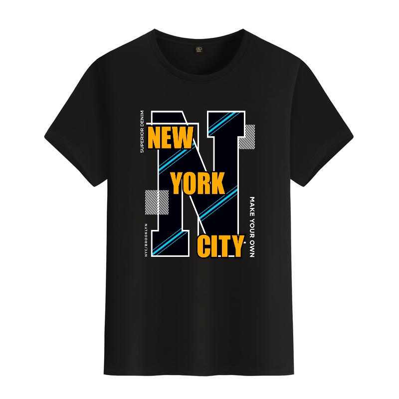Men's Black Round-Neck Short-S - đánh giá và giá Street Style New York Fashion
