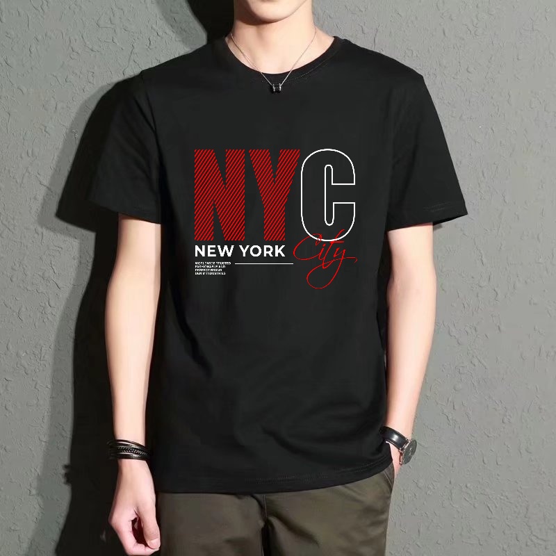 Men's Black Round-Neck Short-S - đánh giá và giá Street Style New York Fashion