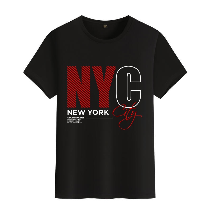 Men's Black Round-Neck Short-S - đánh giá và giá Street Style New York Fashion