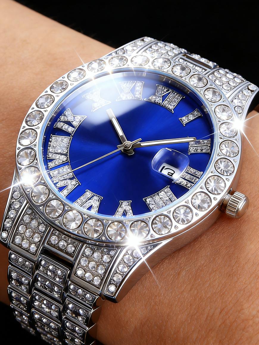 Silver Blue Men's Quartz Watch - đánh giá và giá Street Fashion Rings