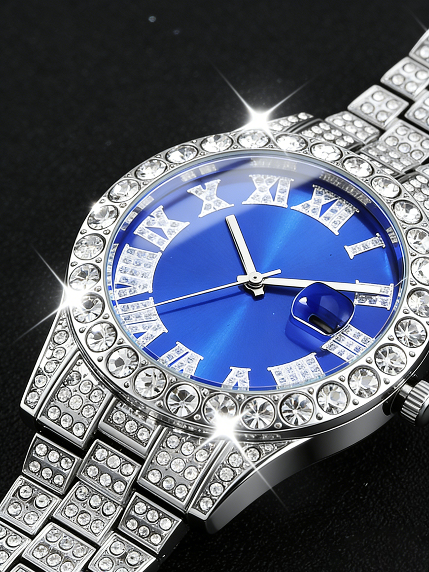 Silver Blue Men's Quartz Watch - đánh giá và giá Street Fashion Rings