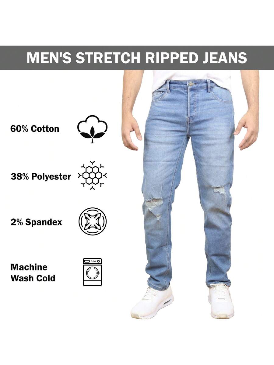 Mens Stretch Ripped Jeans 3 Pa - đánh giá và giá Distressed Jean Rip