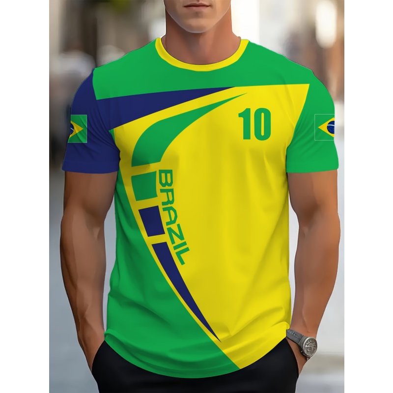 Brazil Soccer #10 T-Shirt Men  - đánh giá và giá Street Fashion Brazil