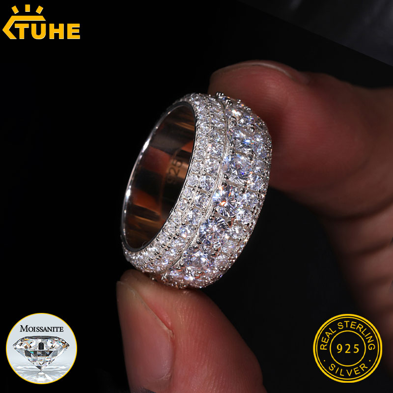 TUHE Unisex Iced Out Moissanit - đánh giá và giá Street Fashion Rings