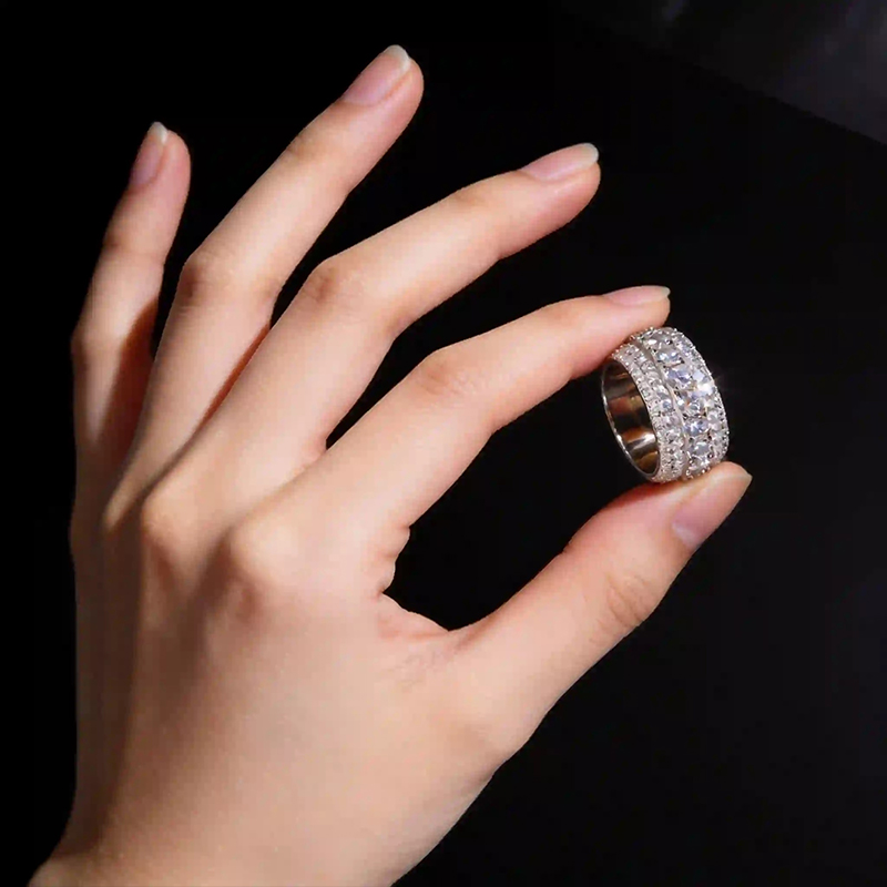 TUHE Unisex Iced Out Moissanit - đánh giá và giá Street Fashion Rings
