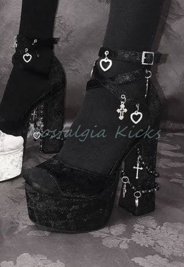 Gothic Black Velvet Platform H - đánh giá và giá Street Fashion Clothing