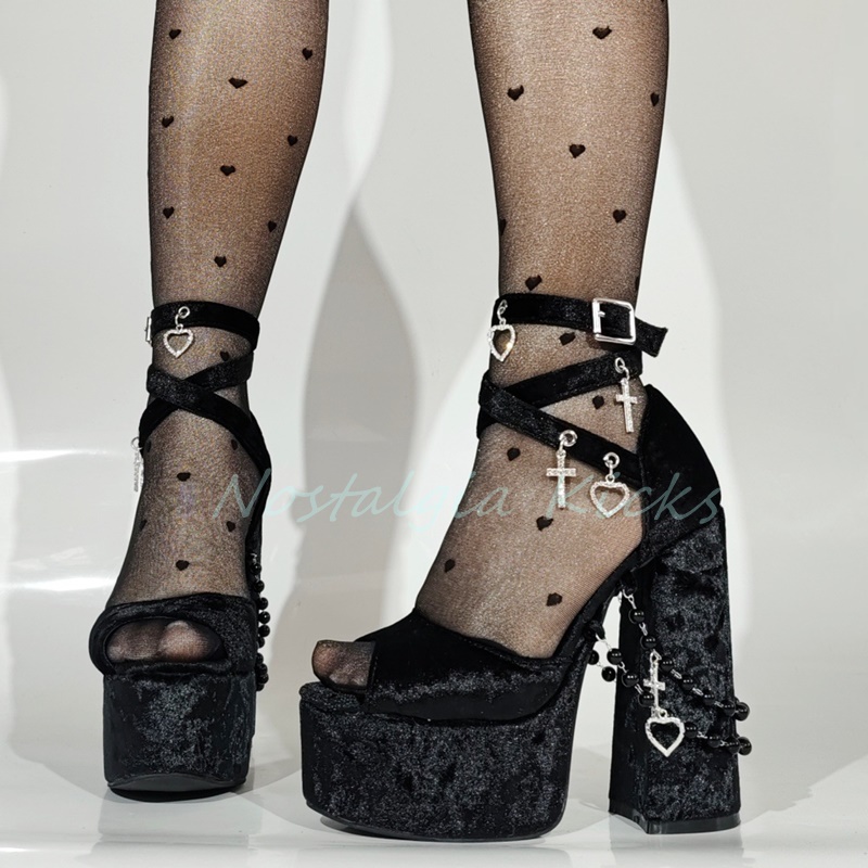 Gothic Black Velvet Platform H - đánh giá và giá Street Fashion Clothing