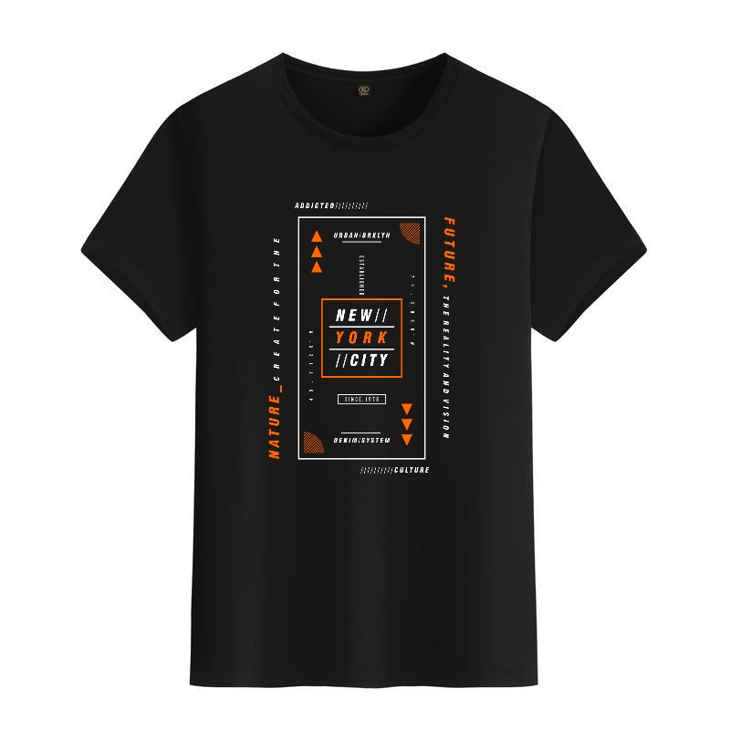 Men's Black Round-Neck Short-S - đánh giá và giá Street Style New York Fashion