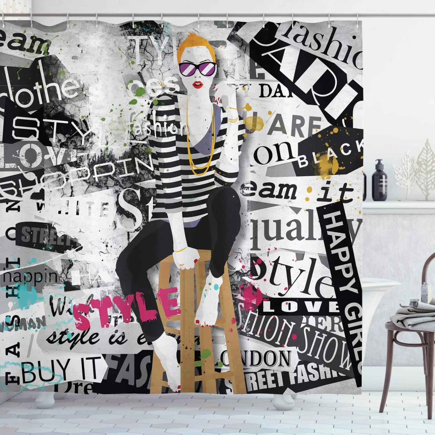 Fashion Woman Shower Curtain M - đánh giá và giá Street Fashion Pose