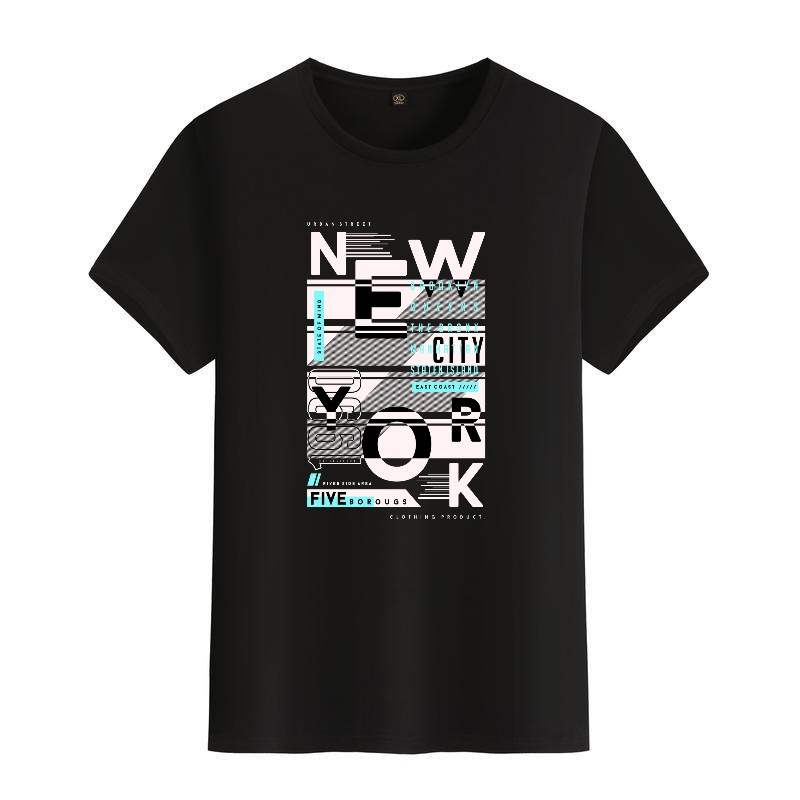 Men's Black Round-Neck Short-S - đánh giá và giá Street Style New York Fashion