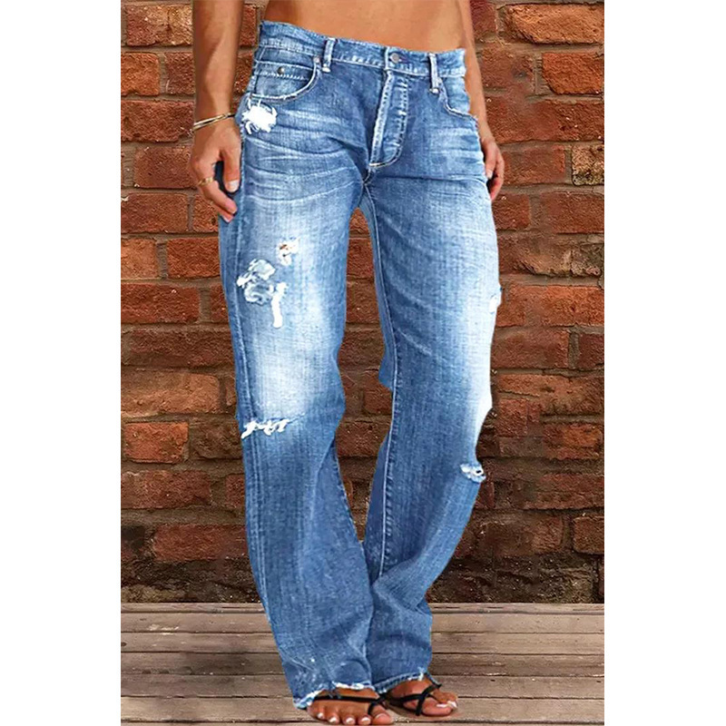 Women's High Waist Distressed  - đánh giá và giá Distressed Jean Rip