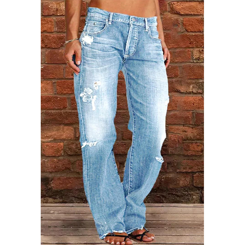 Women's High Waist Distressed  - đánh giá và giá Distressed Jean Rip