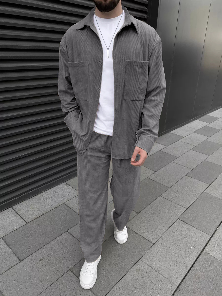 Men's corduroy two-piece outfi - đánh giá và giá Street Fashion Clothing