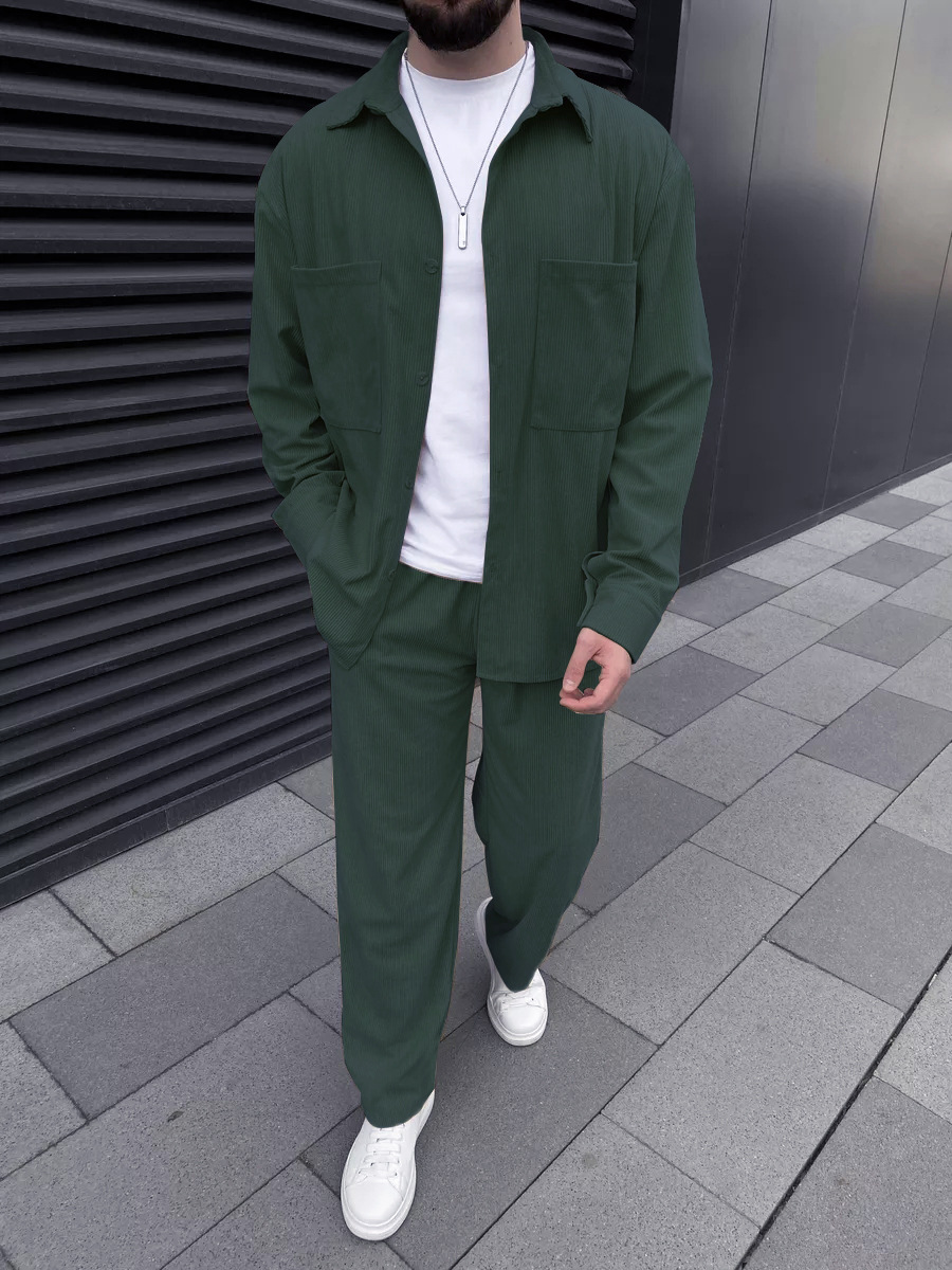 Men's corduroy two-piece outfi - đánh giá và giá Street Fashion Clothing