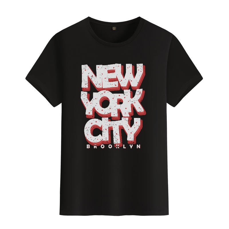 Men's Black Round-Neck Short-S - đánh giá và giá Street Style New York Fashion