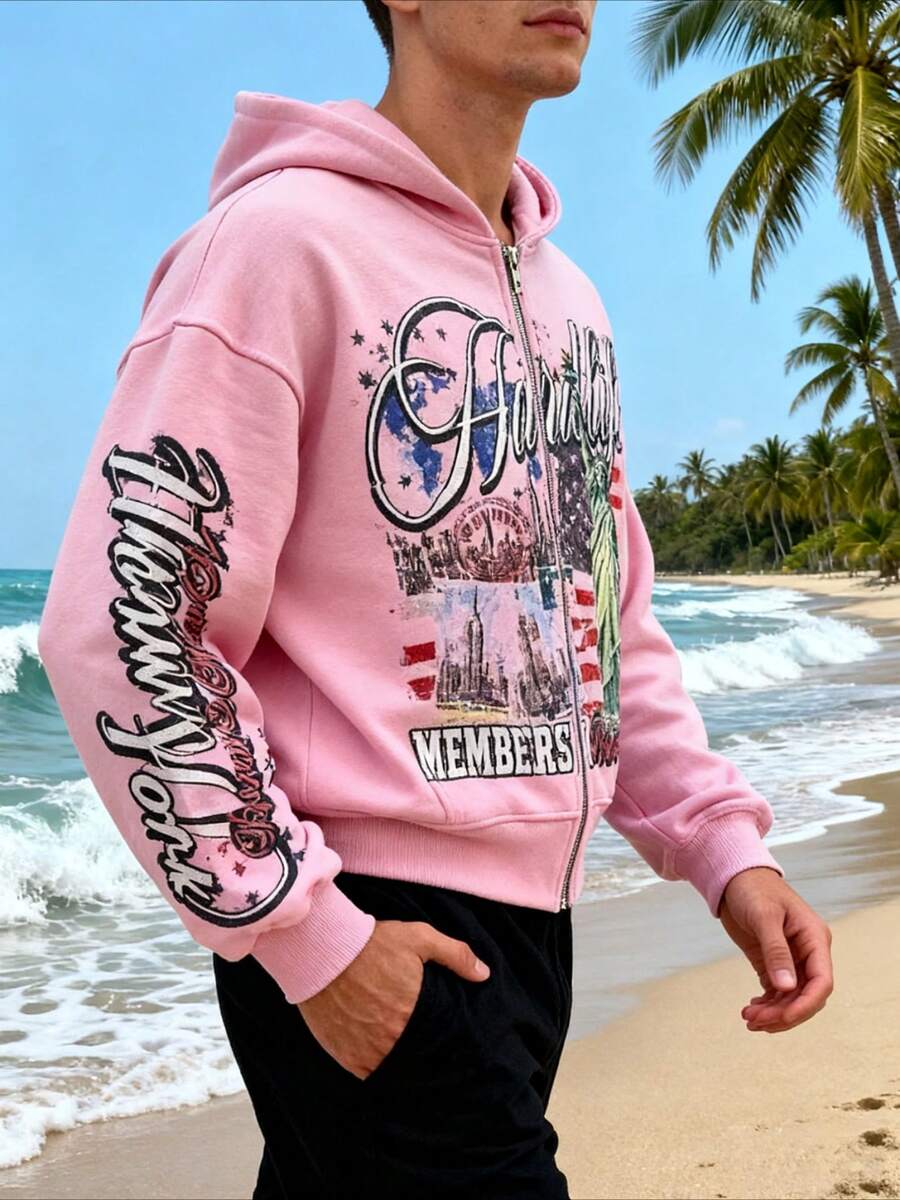 Pink Oversized Zip-Up Hoodie w - đánh giá và giá Graphic Hoodie Streetwear