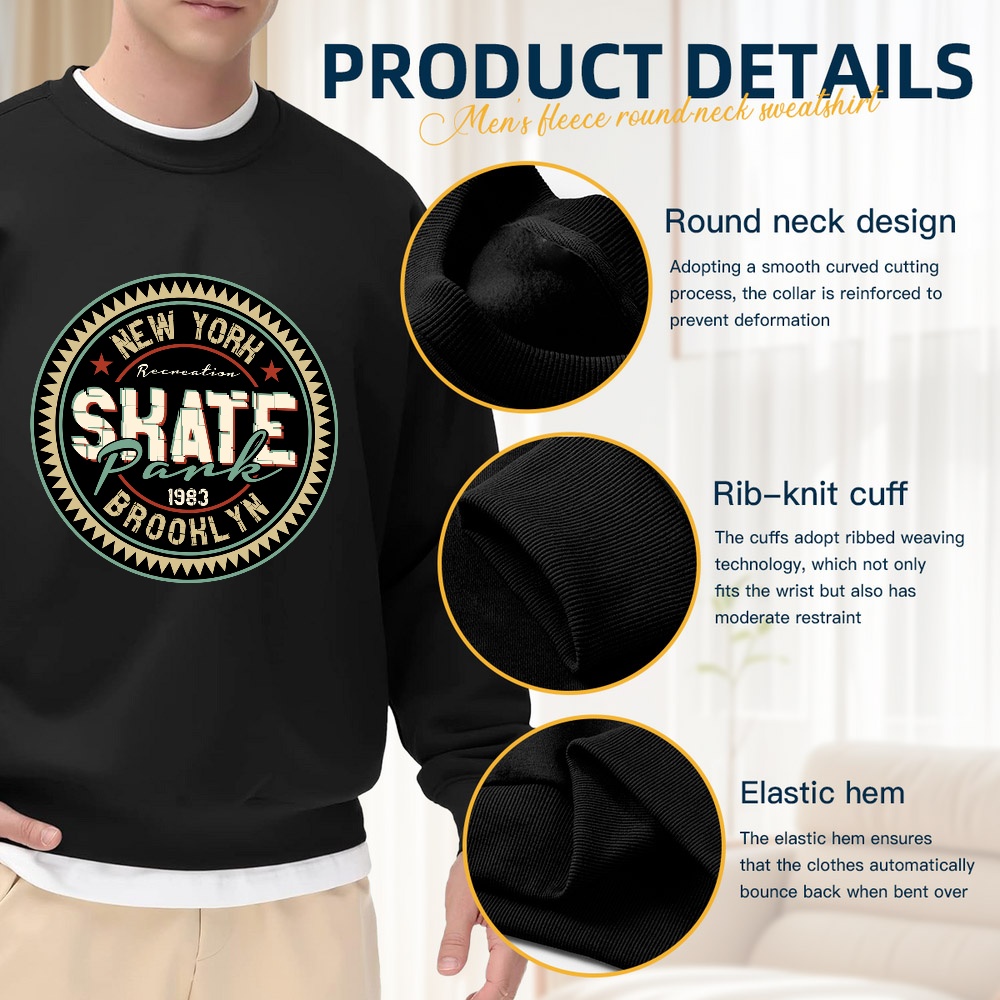 Men's Black Crewneck Sweatshir - đánh giá và giá Street Style New York Fashion