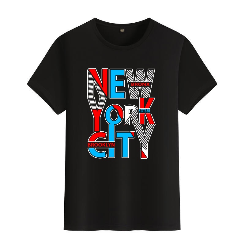 Men's Black Round-Neck Short-S - đánh giá và giá Street Style New York Fashion