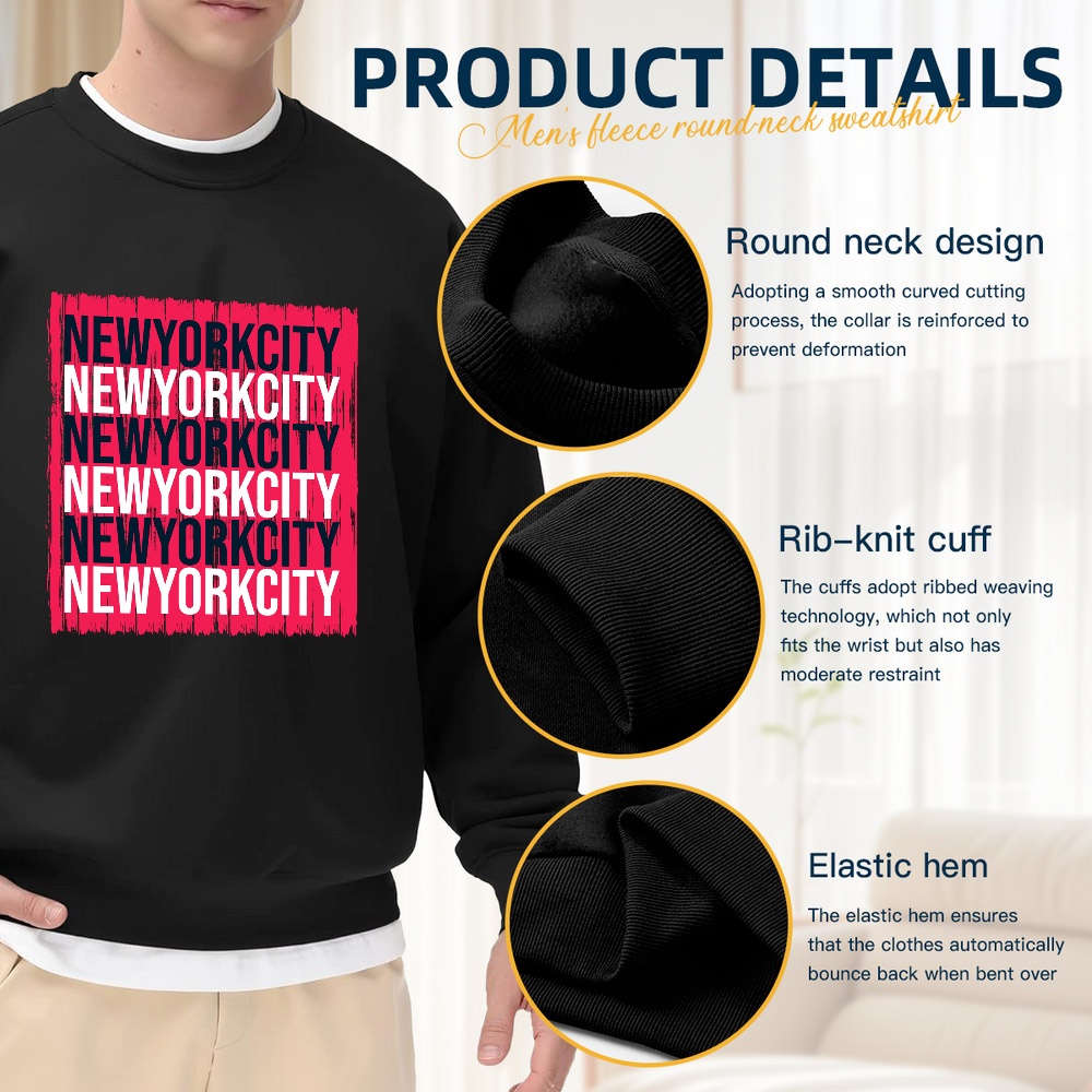 Men's Black Crew Neck Pullover - đánh giá và giá Street Style New York Fashion