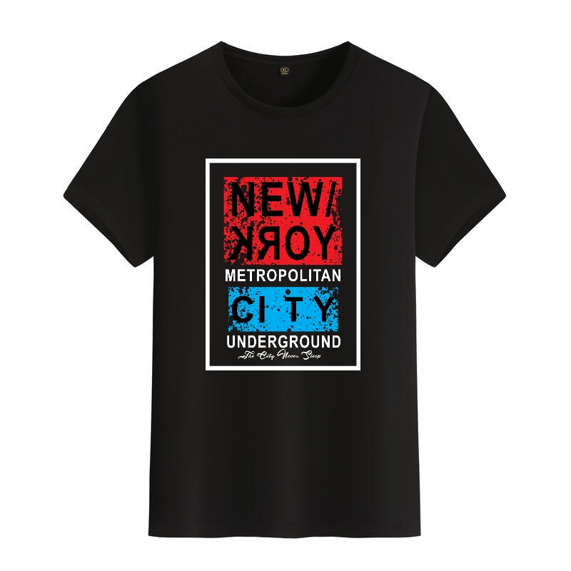 Men's Black Round-Neck Short-S - đánh giá và giá Street Style New York Fashion