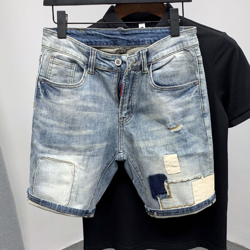 Straight Male Denim Shorts Rip - đánh giá và giá Distressed Jean Rip