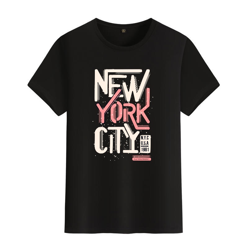 Men's Black Round-Neck Short-S - đánh giá và giá Street Style New York Fashion