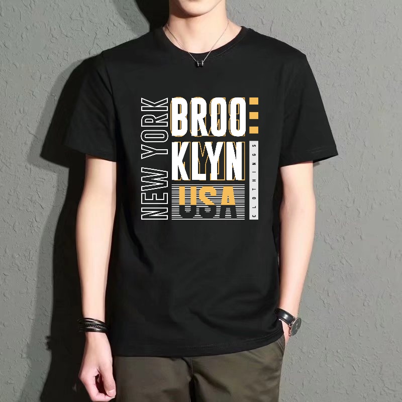 Men's Black Round-Neck Short-S - đánh giá và giá Street Style New York Fashion