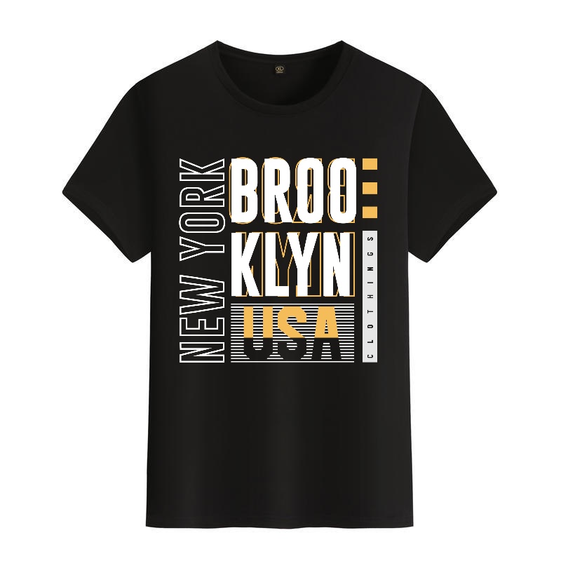 Men's Black Round-Neck Short-S - đánh giá và giá Street Style New York Fashion