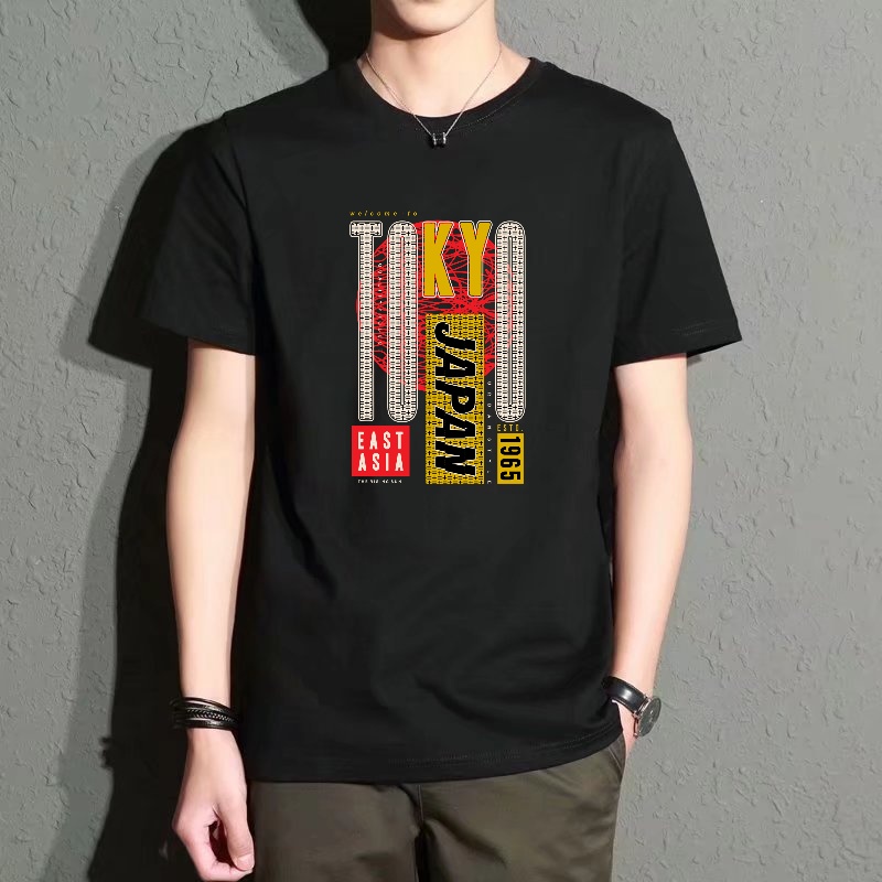 Men's Black Round-Neck Short-S - đánh giá và giá Street Fashion In Tokyo