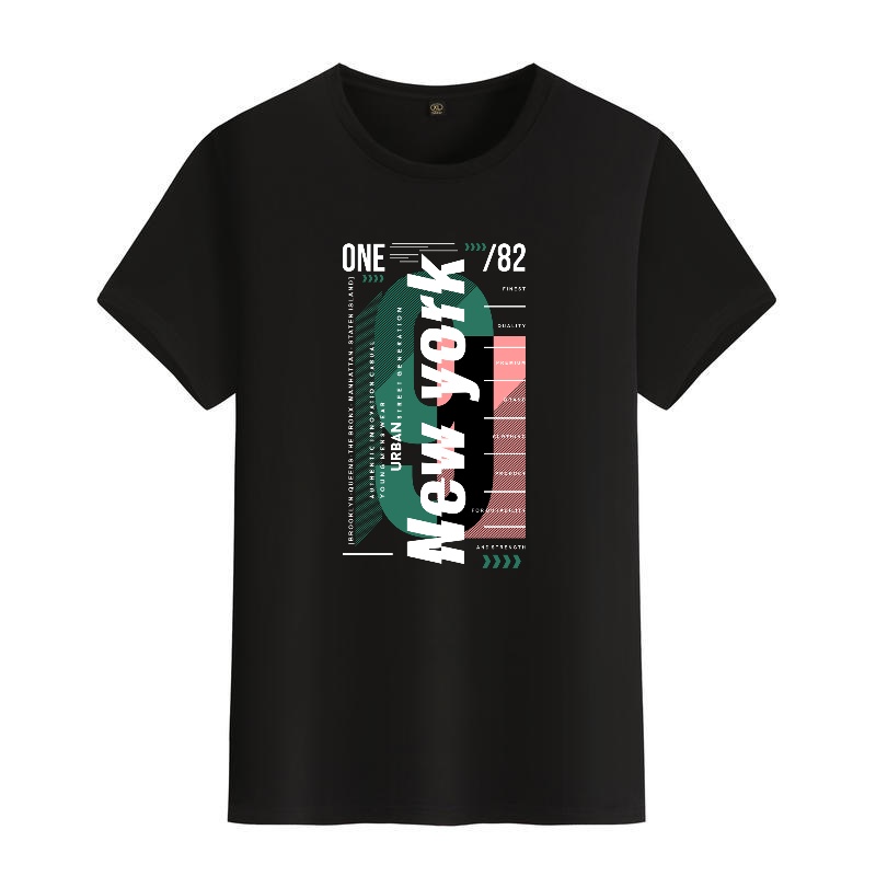 Men's Black Round-Neck Short-S - đánh giá và giá Street Style New York Fashion