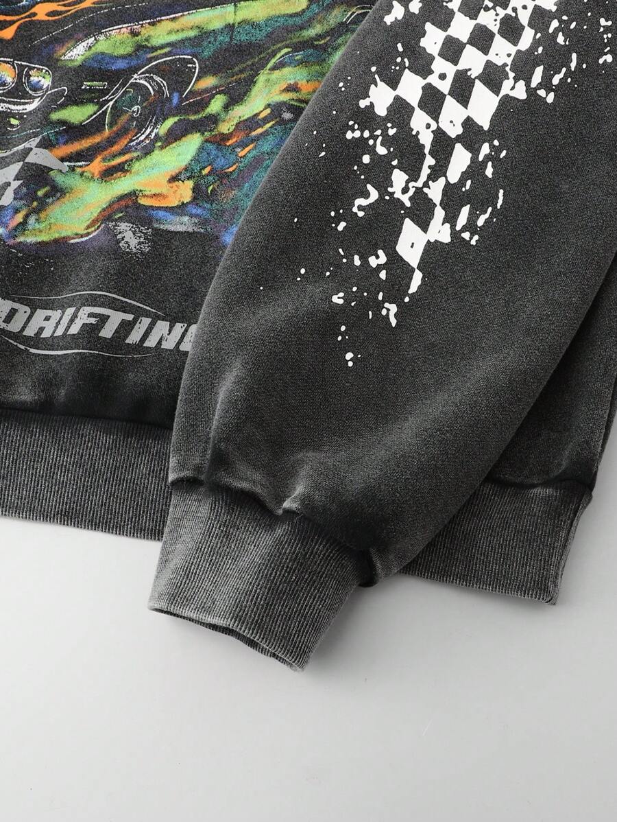 Men's Washed Vintage Graphic H - đánh giá và giá Graphic Hoodie Streetwear