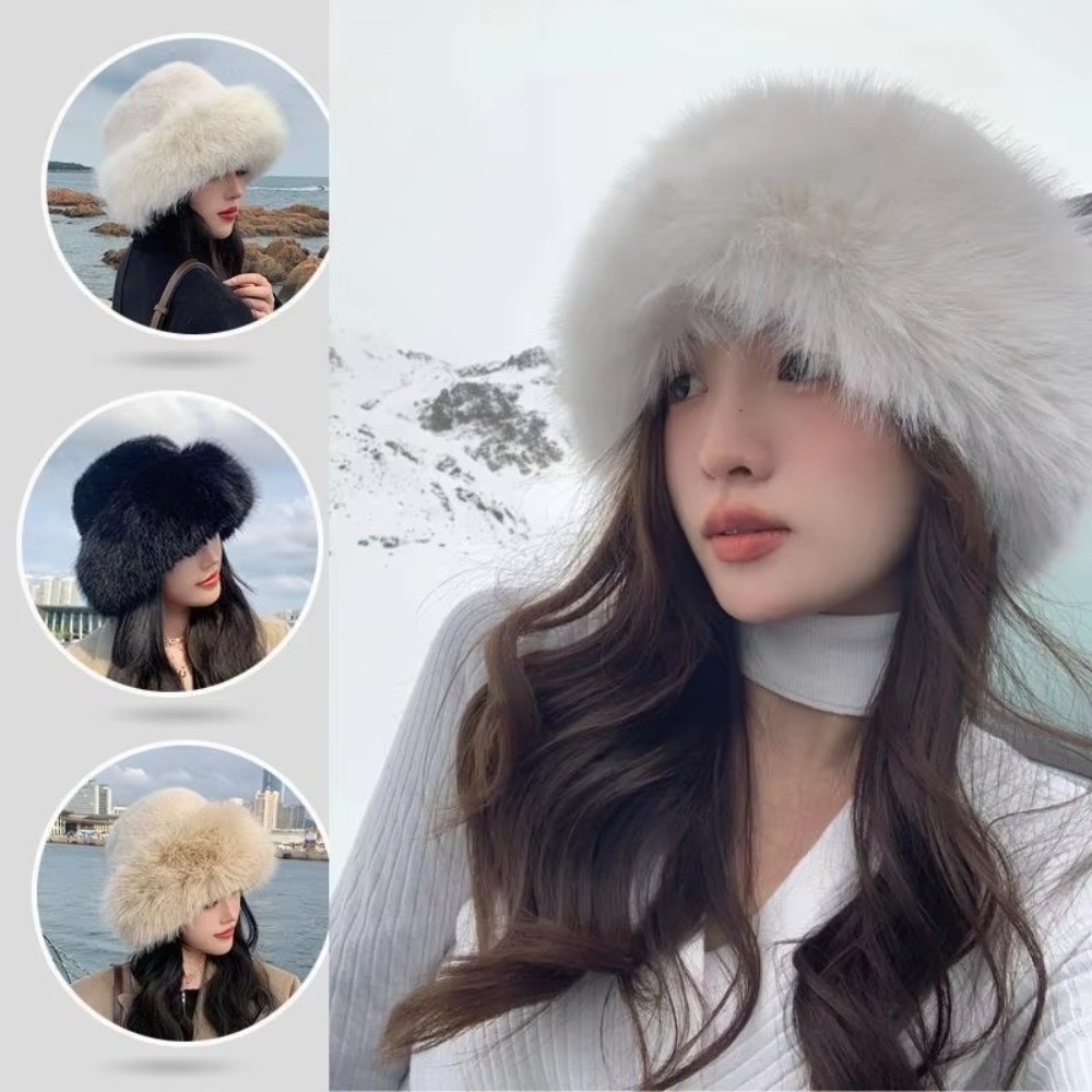 New Fluffy Fur Winter Hat Soli - đánh giá và giá Bucket Hat Embroidered