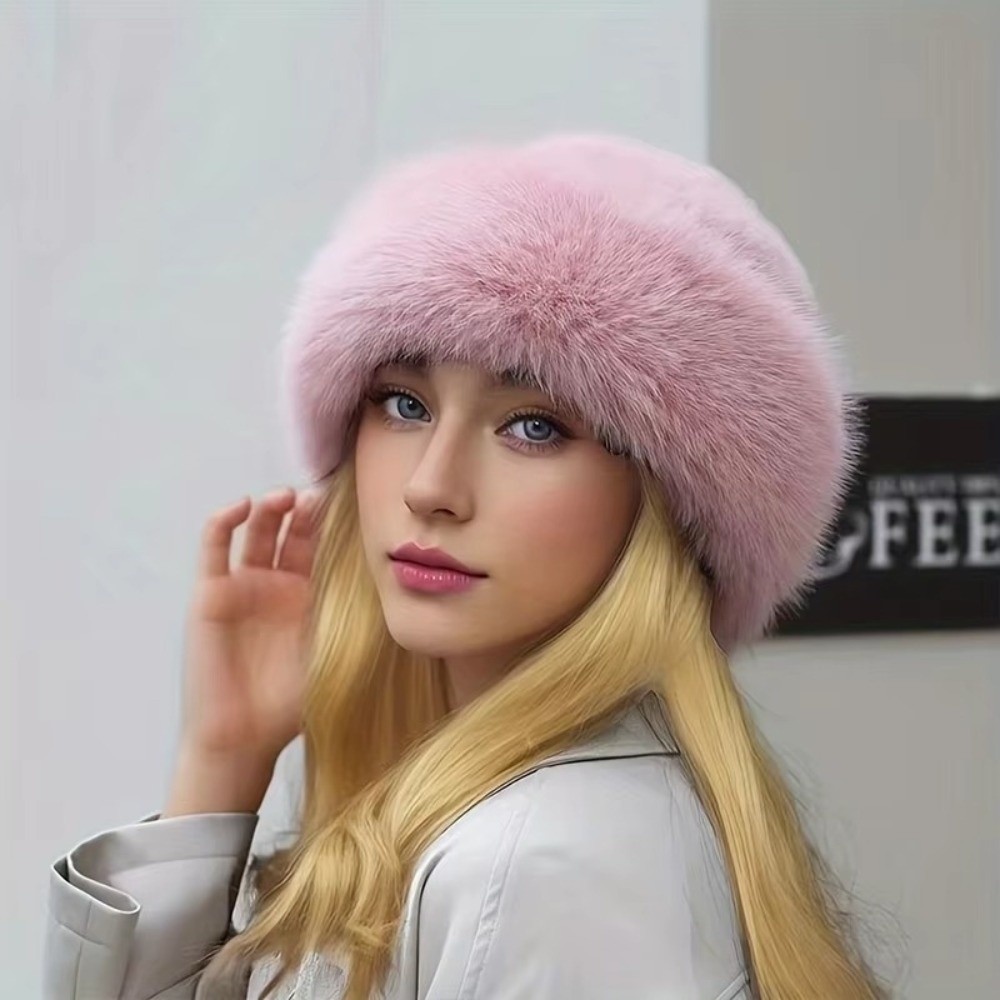 New Fluffy Fur Winter Hat Soli - đánh giá và giá Bucket Hat Embroidered