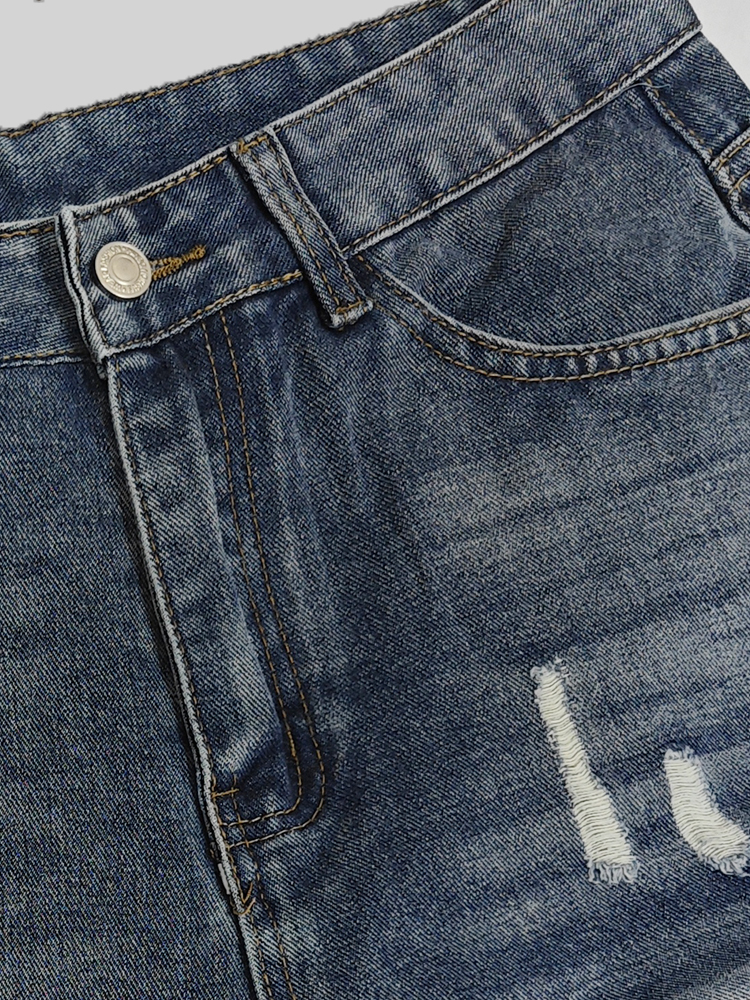 Light Blue Denim Shorts Men's  - đánh giá và giá Distressed Jean Rip