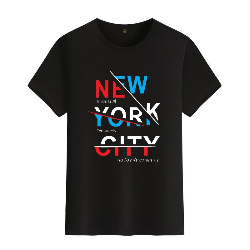 Men's Black Round-Neck Short-S - đánh giá và giá Street Style New York Fashion