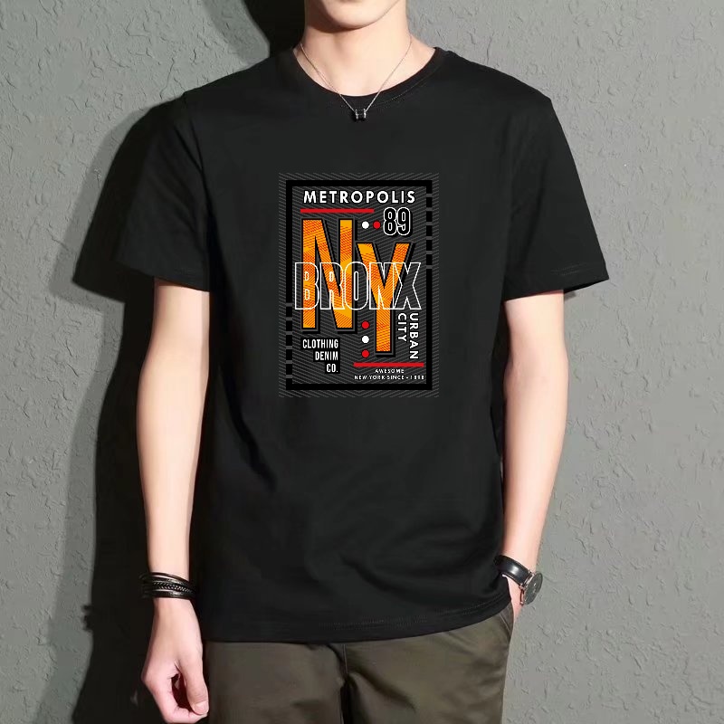 Men's Black Round-Neck Short-S - đánh giá và giá Street Style New York Fashion