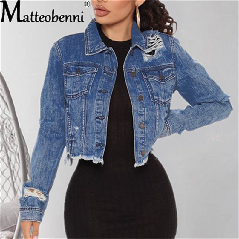 Blue Cropped Denim Jackets Wom - đánh giá và giá Distressed Jean Rip