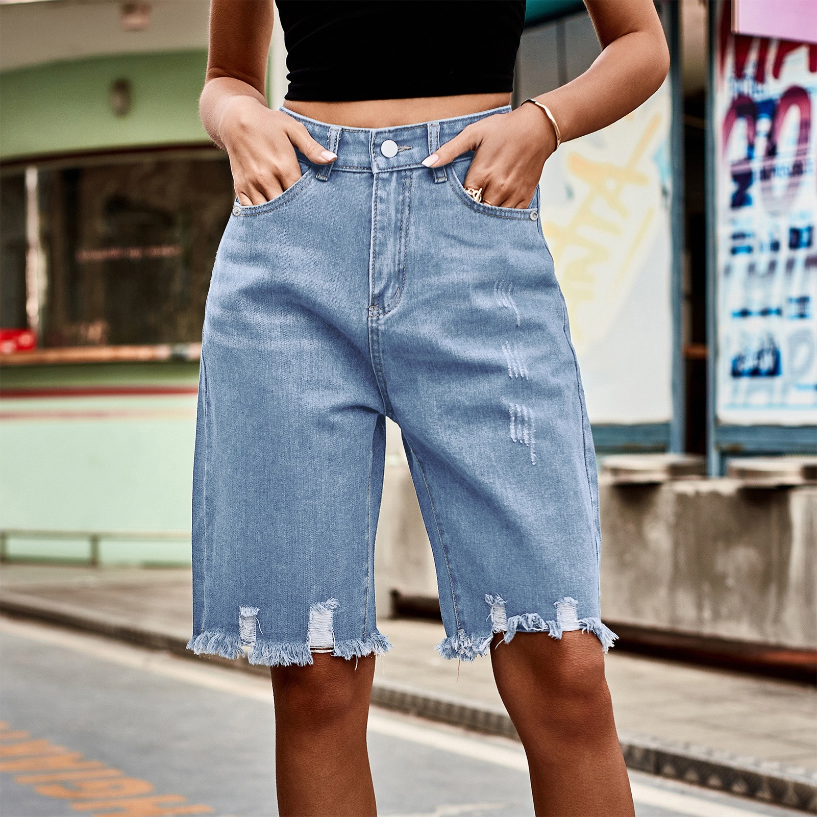 Summer Women's Clothing Distre - đánh giá và giá Distressed Jean Rip