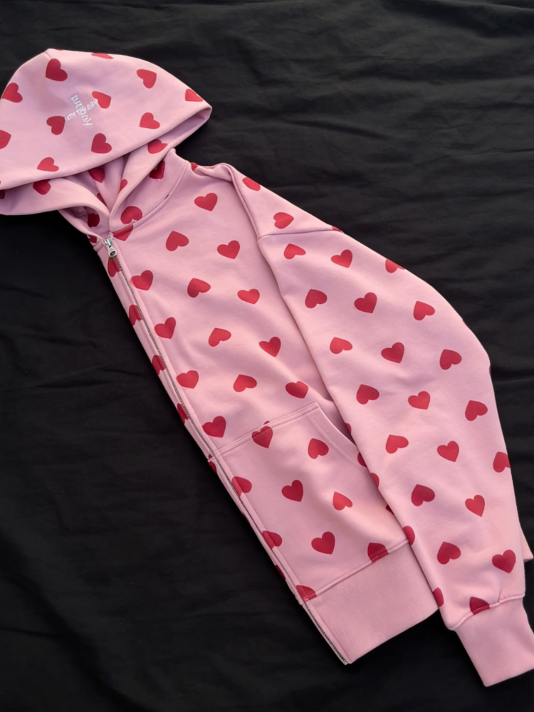 Cute All Over Heart Graphic Zi - đánh giá và giá Graphic Hoodie Streetwear