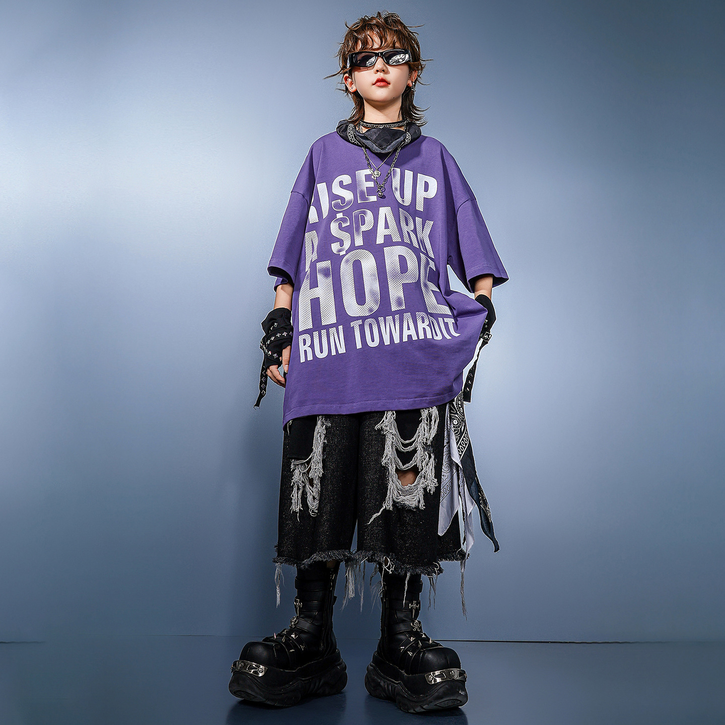 Kid Hip Hop Clothing Purple Le - đánh giá và giá Distressed Jean Rip