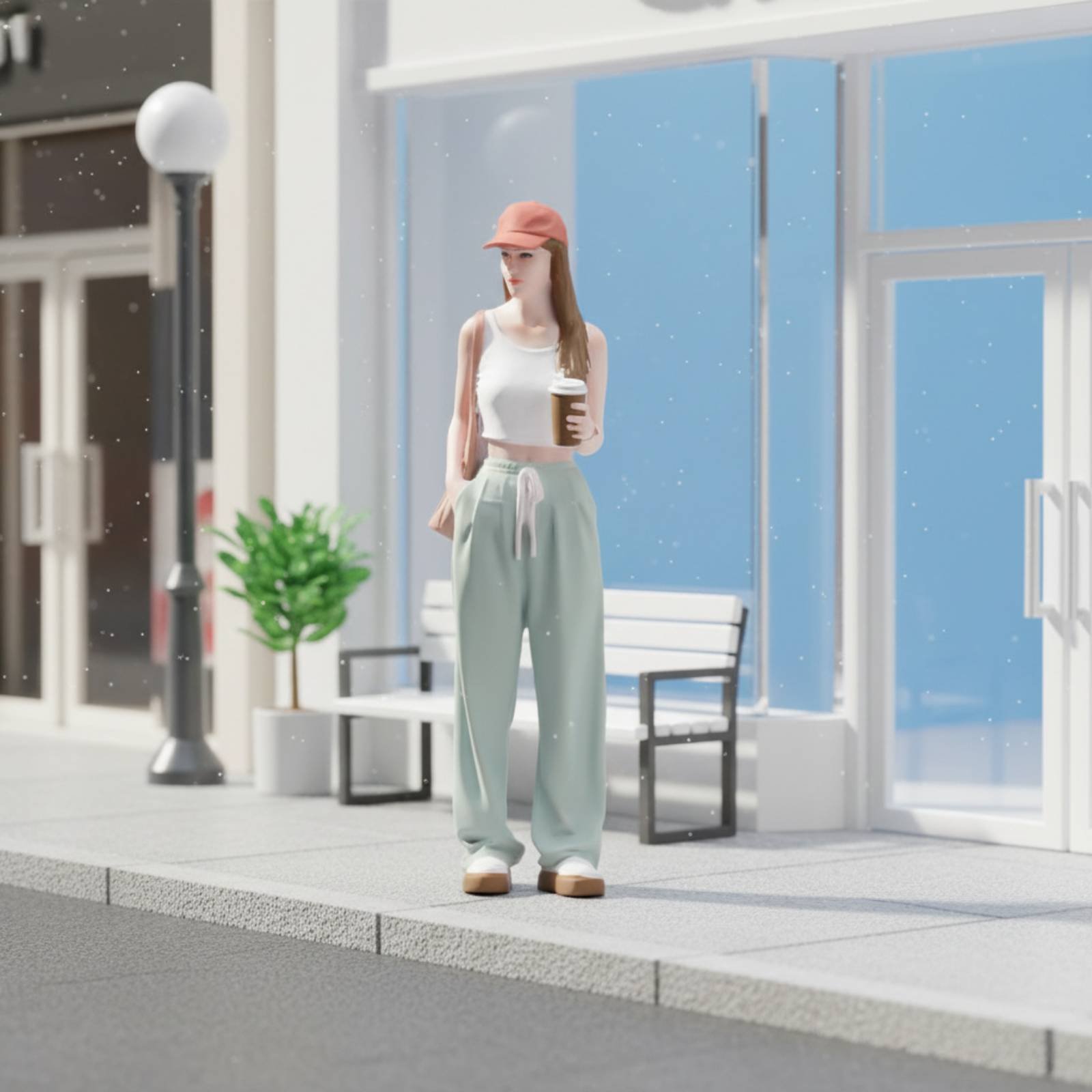 Girl Figure Holding Coffee Col - đánh giá và giá Street Fashion Pose