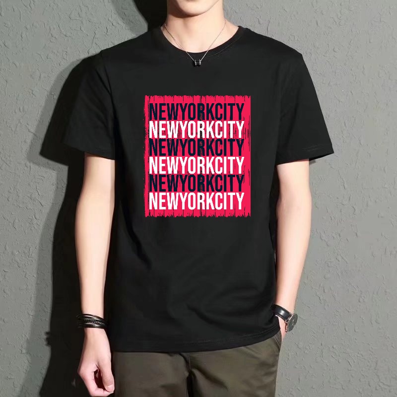 Men's Black Round-Neck Short-S - đánh giá và giá Street Style New York Fashion