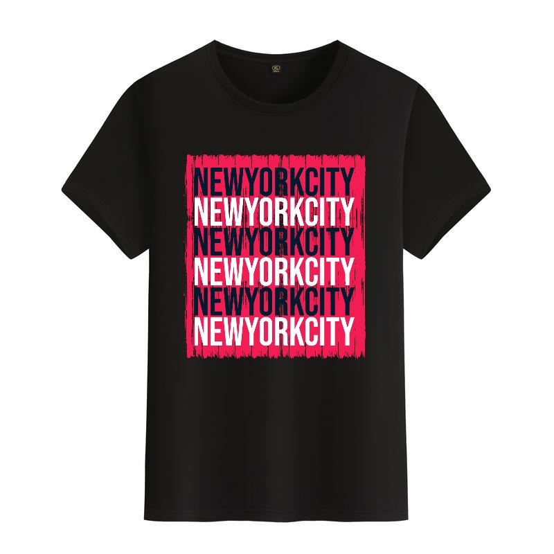 Men's Black Round-Neck Short-S - đánh giá và giá Street Style New York Fashion